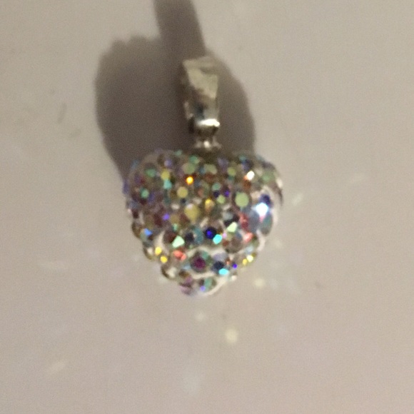 Heart pendant crystal rhinestone & silver - Picture 4 of 4